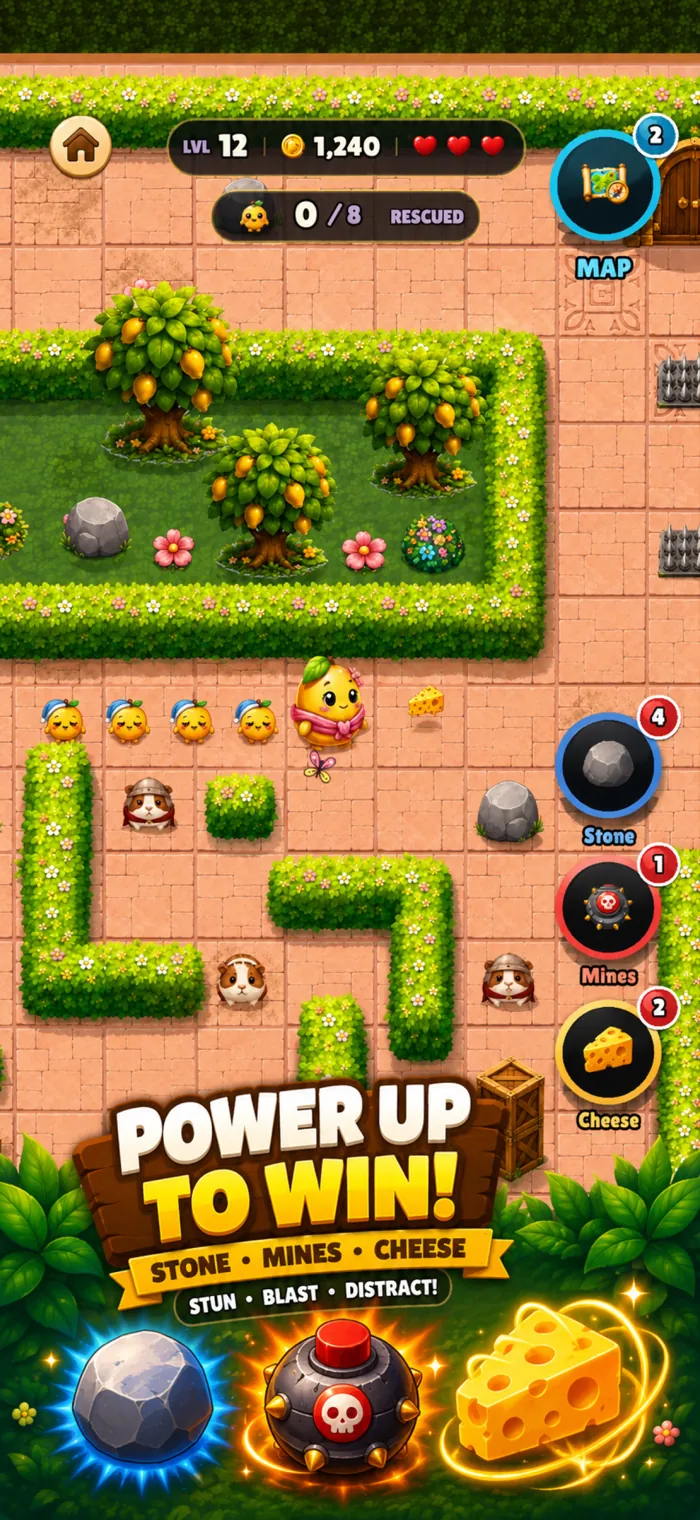 Gameplay: the Stone, Mines and Cheese powers in the power deck
