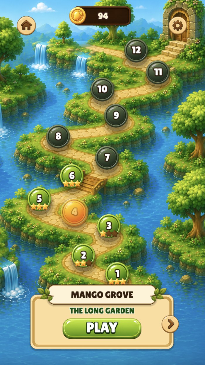Level select: 12 levels of Mango Grove